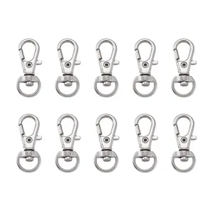 2021 Silver bronze Plated Metal Swivel Lobster Clasp Clips Key Hooks Keychain Split Key Ring Findings Clasps Making 30mm