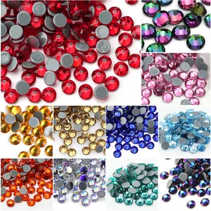 Multi-Color SS6-SS30 Crystal Glass Glitter Rhinestone Flatback Hot fix Rhinestones For Nail Art Sewing & Fabric Decoretion