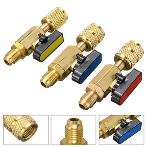 3Pcs/Set Brass R410A Refrigerant Straight Ball s AC Charging Hoses Brass 1/4" Male to 1/4" / 5/16" Female SAE 210727