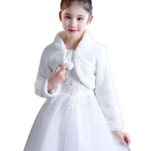 Wraps & Jackets Kids Princess Thicken Plush Shawl Flower Girls Long Sleeve Bolero Shrug Cape Wedding Birthday Party Jacket With Tie