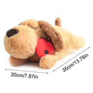 Cute Heartbeat Puppy Behavioral Training Toy Plush Pet Comfortable Snuggle Anxiety Relief Sleep Aid Doll Durable Dog Drop ship 211111