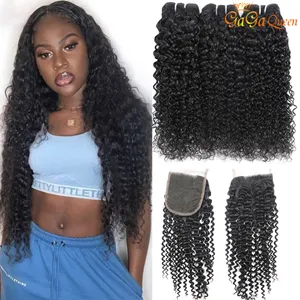 Brazilian Kinky Curly With 4x4 Lace Closure Brazilian Curly Hair With Closure Unprocessed Brazilian Virgin Human Hair Bundles With Closure