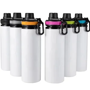 600ml 20oz DIY Sublimation Blanks White Water Bottle Mug Cups Singer Layer Aluminum Tumblers Drinking Cup With Lids 5 Colors By DHL