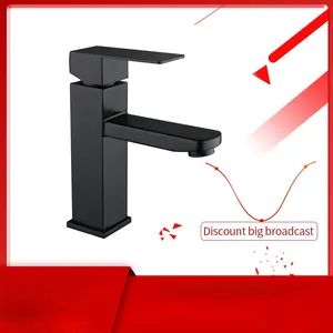 Basin Sink Bathroom Faucet Deck Mounted Hot Cold Water Basin Mixer Taps Matte Black Lavatory Sink Tap Crane