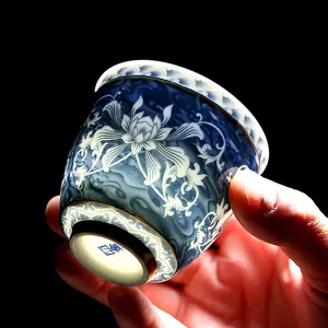 Jingdezhen Retro Handmade Ceramic Teacup Set: Hand Painted Boutique Tea Bowls for Chinese Porcelain Lovers.