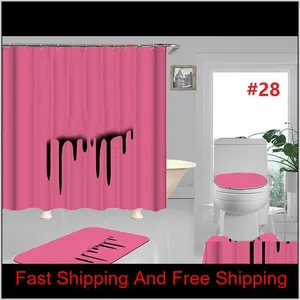 Tide Letters Toilet Seat Covers Bath Shower Curtains Set Non Slip Toilet Mats Fashion Bathroom Accessories Home Decor N8Jvv 0Mb7H