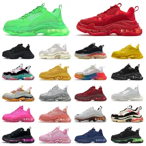 Original Fashion Triple S Clear Sole Authentic Outdoor Designer Shoes All Black White Pink Green Red Beige Luxurys Designers Vintage Platform Sneakers Trainers