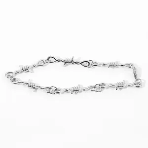 Fashion Prickly Thorns strand Silver Men's Jewelry Iron Unisex Choker Alloy Bangle Hip Hop Gothic Punk Style Barbed Wire Small Bracelet Choker Chain Gift