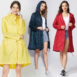 Women's Cape Womens Fastion Green Plaid Long Raincoat Waterproof Rain Jacket Coat Hiking Windbreaker