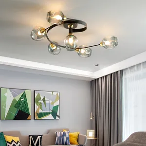 Nordic Glass Led Pendant Lamp Bubble Chandelier Lighting for Living Room Dining Kitchen Modern Black Gold Marriage Bedroom Hanging Ceiling Lamps R405