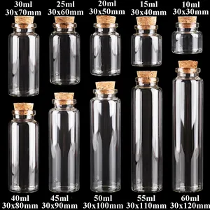 24pcs 10ml 15ml 20ml 25ml 30ml Cute Clear Glass Bottles with Cork Stopper Empty Spice Bottles Jars DIY Crafts Vials