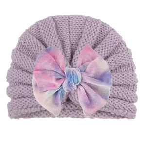 Winter Warm Knitted Baby Hat for Girls Infant Kids Toddler Velvet Bow Knit Cap Autumn Cute Classic Beanie Stretch 0-4Years