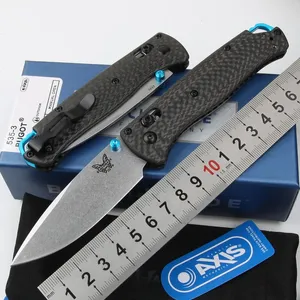 BENCHMADE 535-3 Bugout AXIS Tactical Folding Knife 535 Carbon Fiber Handle S90V Blade Outdoor Camping Hunting Survival Pocket Utility EDC Tools Self Defense