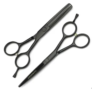 Japan 440c4 inch   5 5.5 black hairdressing scissors hair barber Cutting professional 220125