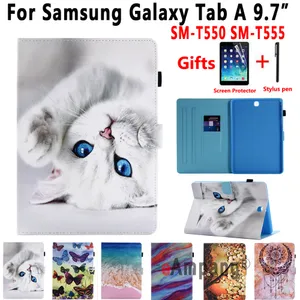 Smart Case for Samsung Galaxy Tab A 9.7 T550 T555 P550 SM-T550 SM-T555 Cover Funda Stand Pu Leather Case for Samsung Tab A