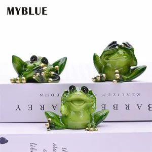 MYBLUE 3 Pcs/Set Don't Talk Don't Listen Don't Look Frog Figurine Miniature Fairy Garden Nordic Home Room Decoration Accessories C0220