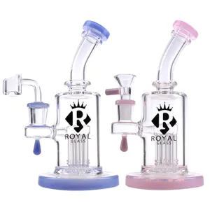 Royal Glass Bongs 6 arm tree perc thick water Pipe Heady Dab Rigs hookahs Beaker Shisha with 14mm bowl 7''