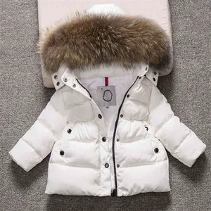Kids Snowsuit Hooded Boys Winter Coat Snow Wear Down Cotton Thermal children winter Outwear Parkas Fur Collar 4-13T 210916
