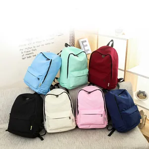 Best Sale College Style Canvas Pure Color Backpack Fashion Adolescent Girl Backpack Female School Backpack Travel Bag Y0804