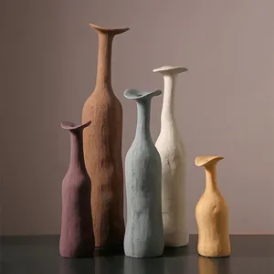 1pcs Modern Creative Ceramic Vase Minimalist Morandi Colored Vases LIving Room Home Decor Nordic Style Sculpture Art Ornaments 210310