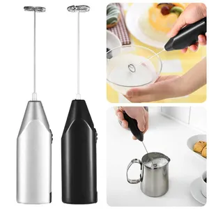 Electric Handheld Stainless Steel Coffee Milk Frother Foamer Drink Electric Whisk Mixer Battery Operated Kitchen Egg Beater Stirrer