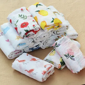 Infant Swaddling Cloth Blanket Printed Bath Towel Double Layers Gauze Wrapper Cartoon Towels Baby Stroller Covers Nursery Bedding