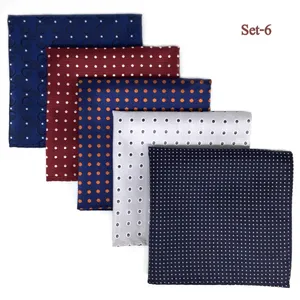 5 Pieces Assorted Mens Pocket Square Silk Handkerchief Set Colorful Large Accessories Gift Party