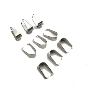200 Pcs Large 9*11 Mm Pendant Connectors Pinch Clip Bail clasps hooks for DIY Jewelry Making Findings Necklace Accessories Stainless Steel Melon Seeds Buckle