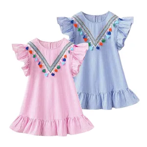 2021 Kids Dresses for Girls Clothes Summer Girl Stripe Princess Dress Toddler Baby Dress Years Children't Clothing