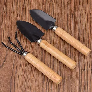 Factory 3pcs/set Shovel Rake Set Wooden Handle Metal Head Tools for Flowers Potted Plants Mini Garden Tool Seed Disseminator RRD12378