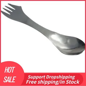 Spoons 1 Pcs 3 In Titanium Fork Spoon Spork Cutlery Utensil Combo Kitchen Outdoor Picnic Stainless Steel FB