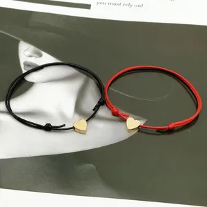 2 pcs/lots Tiny Love Heart Lucky Bracelet Red Black White Color Rope Bracelet Adjustable Fashion Couple Bangle Wholesale