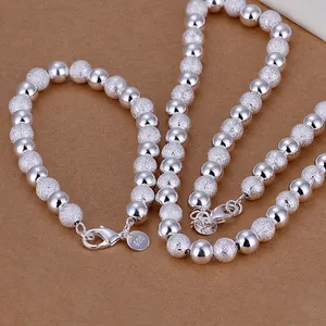 925 Sterling Silver 6mm Smooth Beads Ball Chain Necklace For Women Trendy Wedding Engagement Jewelry 769 Z2