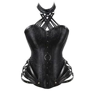 Bustiers & Corsets Sexy Women Steampunk Corset 11 Steel Bones Lace Up Gothic Clothing Faux Leather Halter Fancy Bodice Clubwear