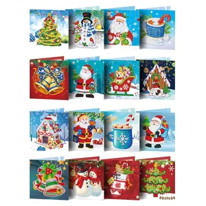Greeting Cards 8pcs DIY Special Drill Diamond Painting Christmas Card Kits Mosaic 3D Rhinestone Craft For Year Birthday Gift