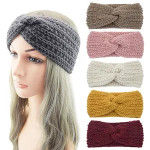 Winter Warm Headbands For Women Woolen Knitting Hairbands Cross knot Elastic Hairband Headwear Girls Hair Band Hair accessories