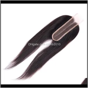 Peruvian Human Hair Closure 2X6 Lace Closure Straight Peruvian Hair Middle Part With Baby Hair Closures 8-20Inch Eqnrw Cyqfj