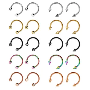 Fashion stainless steel Horseshoe Fake Nose Ring C Clip Lip Piercing stud Hoop For Women Men 6/8/10mm