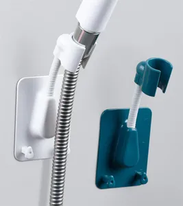 Bath Accessory Set 360° Adjustable Shower Head Holder Self-Adhesive Bracket Wall Mount With 2 Hooks Stand SPA Bathroom Universal ABS
