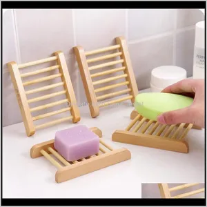 Bath & Garden Drop Delivery 2021 Natural Wooden Dishes Soap Tray Holder Shower Bathroom Accessories No Punching Drain Rack Home Supplies Fwcj