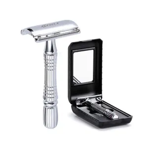 Men's Shaving Razor Double Edge Safety Zinc Alloy Classic For Men 1 1 Blade 1 Case Shaver set P0817