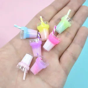 Colorful Resin Juice Cup Bottle Charms Pendant for Jewelry DIY Earrings Necklace Key Chain Jewelry Making Finding