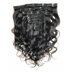 Brazilian Body Wave Clip In Human Hair Extensions 8 Pcs/Set Natural Color Clips ins 8-22 Inch 120 Gram
