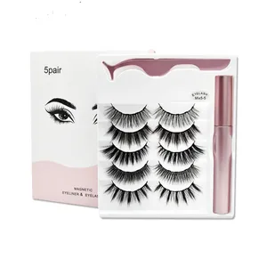 NEW Magnetic Liquid Eyeliner Magnetic False Eyelashes Tweezer Set 5 Glue Make Up Tools 5 Pairs eye