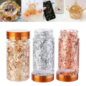 Luxury Component Shiny Gold Leaf Flake Resin Epoxy Mold Art Decoration Silver Foil Fillings Materials Gilding Decor Jewelry Making Tool