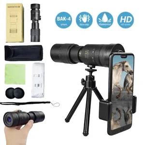 4K 10-300X40mm Super Telepo Zoom Monocular Telescope Portable Beach Travel Camping Supports Smartphone To Take Pictures