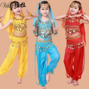 Handmade Children Belly Dance Costumes Girls Bollywood Indian Performance Kids Belly Dancing Bellydance Cloth Whole Set 7pcs