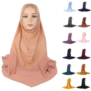 One Piece Ramadan Muslim Hijab Scarf Amira Women Islam Full Cover Head Wrap Niqab Headwear Turban Arab Prayer Headscarf Cap Hats