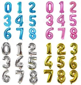 32 Inch Helium Air Balloon Number Letter Shaped Gold Silver Inflatable Ballons Birthday Wedding Decoration Event PartyZZ