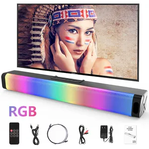 Soundbar Computer Speakers RGB Gaming LoudSpeaker 20W for PC Laptop Tablet Smartphones Sound Bar with Enhanced Stereo Bass LED Lighting Subwoofer Home Theater